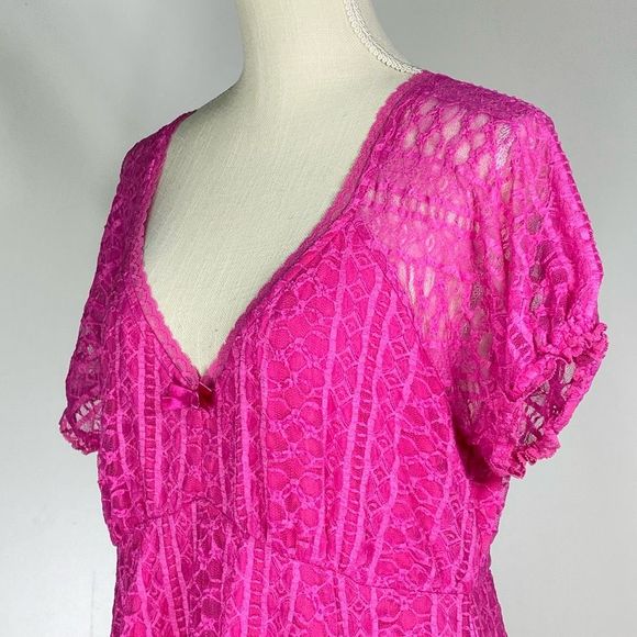 TORRID x BETSEY JOHNSON FIT & FLARE PUFF SLEEVE MINI DRESS - PINK, size 1 - Picture 8 of 17